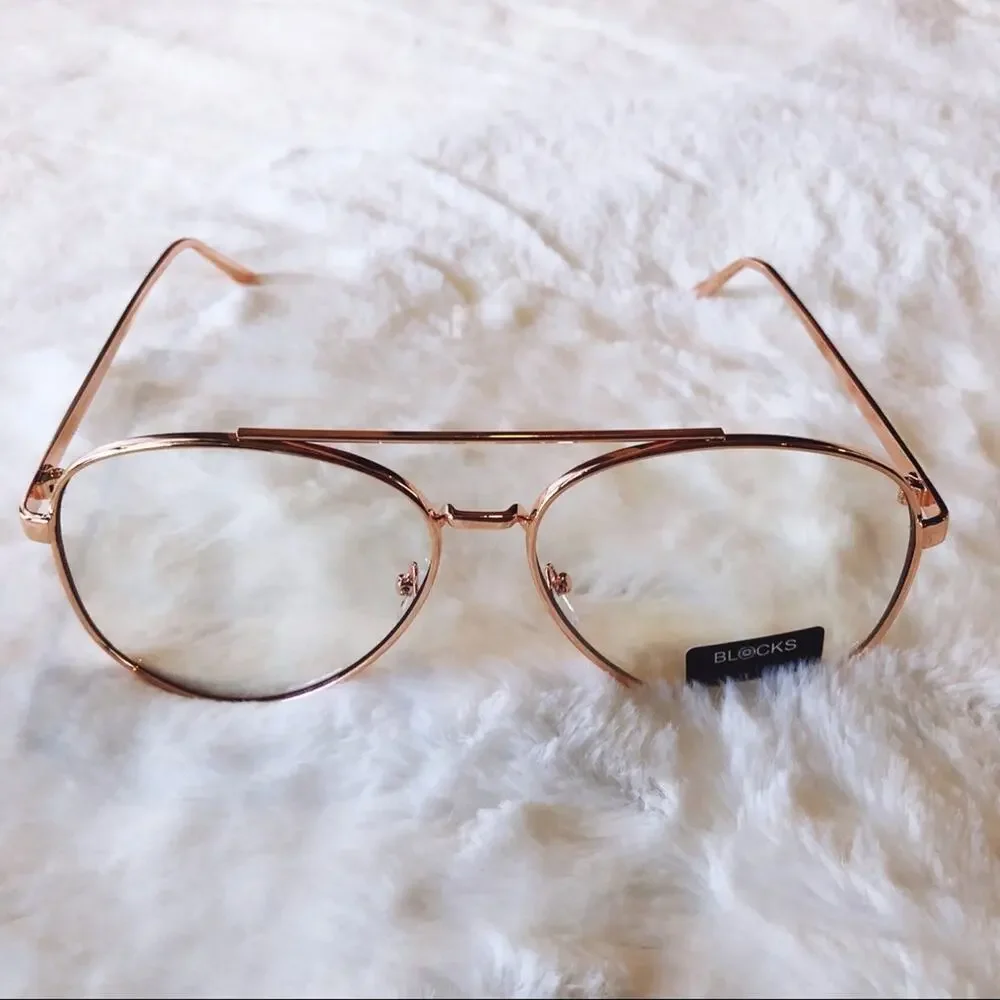 Jane Rose Gold Aviator Computer Blue Light Glasses